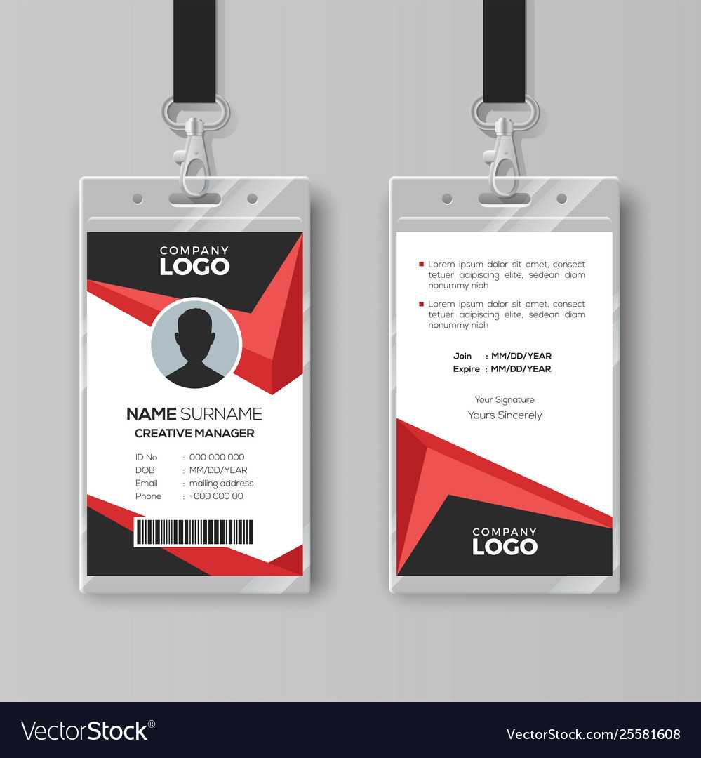 Creative Id Card Template With Black And Red Inside Conference Id Card Template