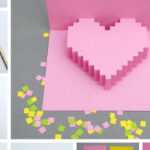 Creative Ideas – Diy Pixel Heart Popup Card For Pixel Heart Pop Up Card Template