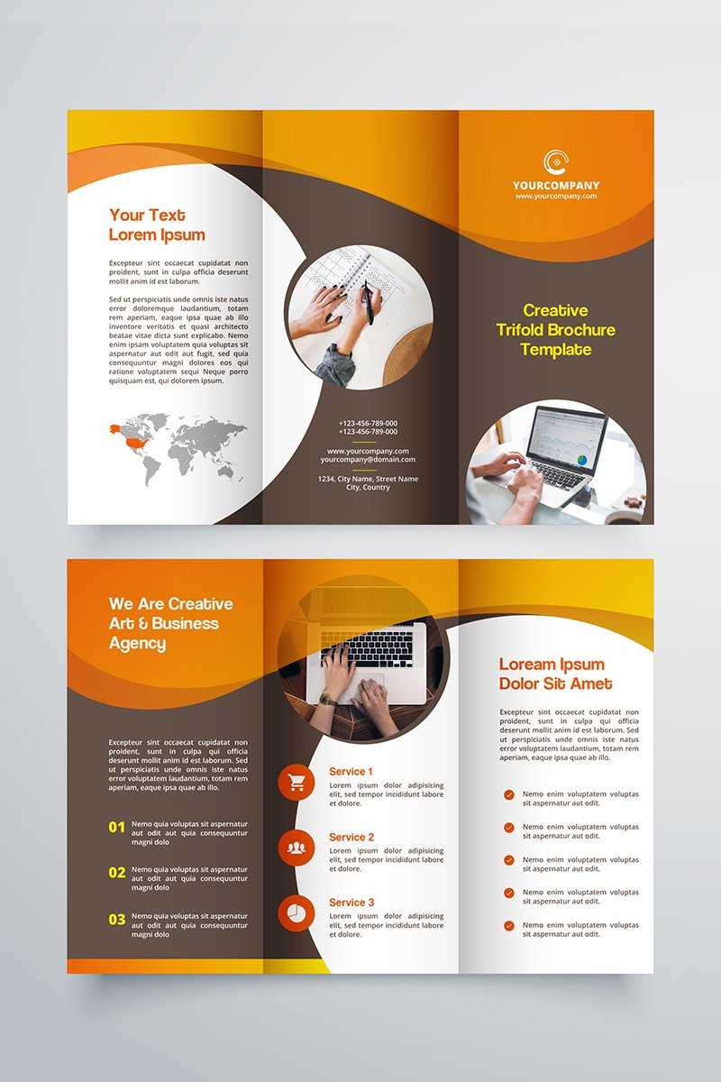 Creative Trifold Brochure Template. 2 Color Styles №80614 Inside Three Panel Brochure Template