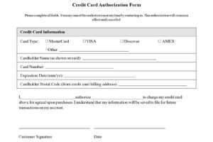 Credit Card Authorization Form Templates [Download] for Credit Card Payment Form Template Pdf