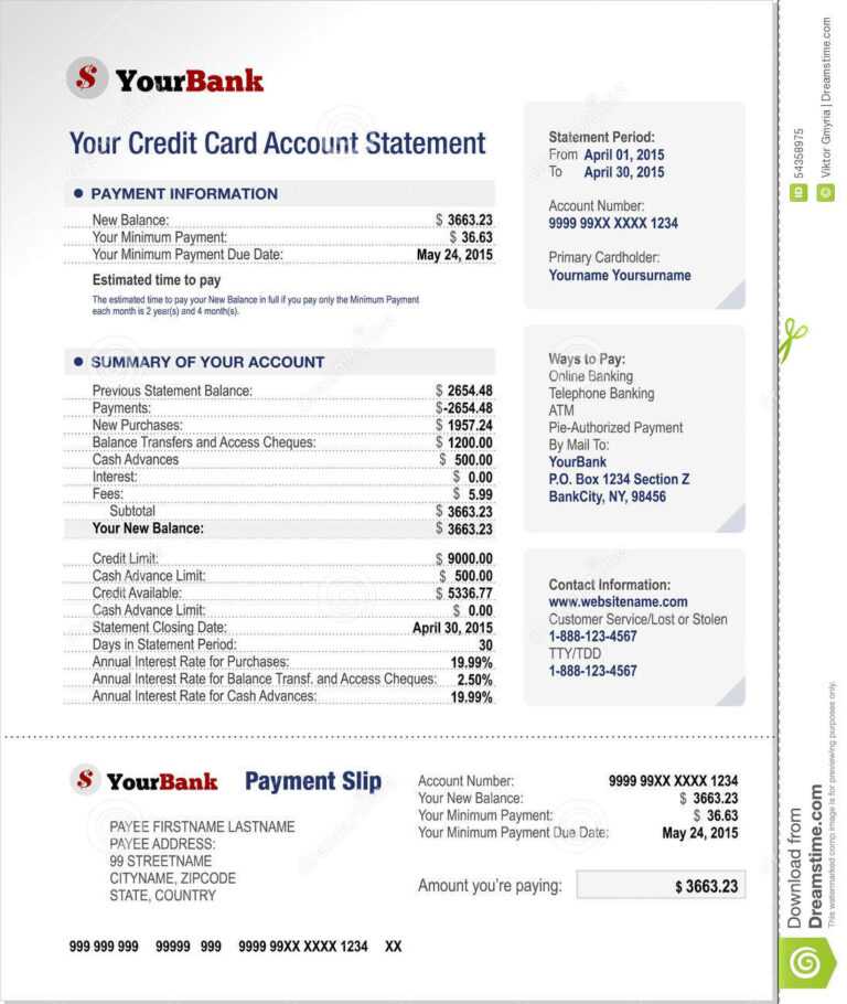 Credit Card Bill Template Best Business Templates