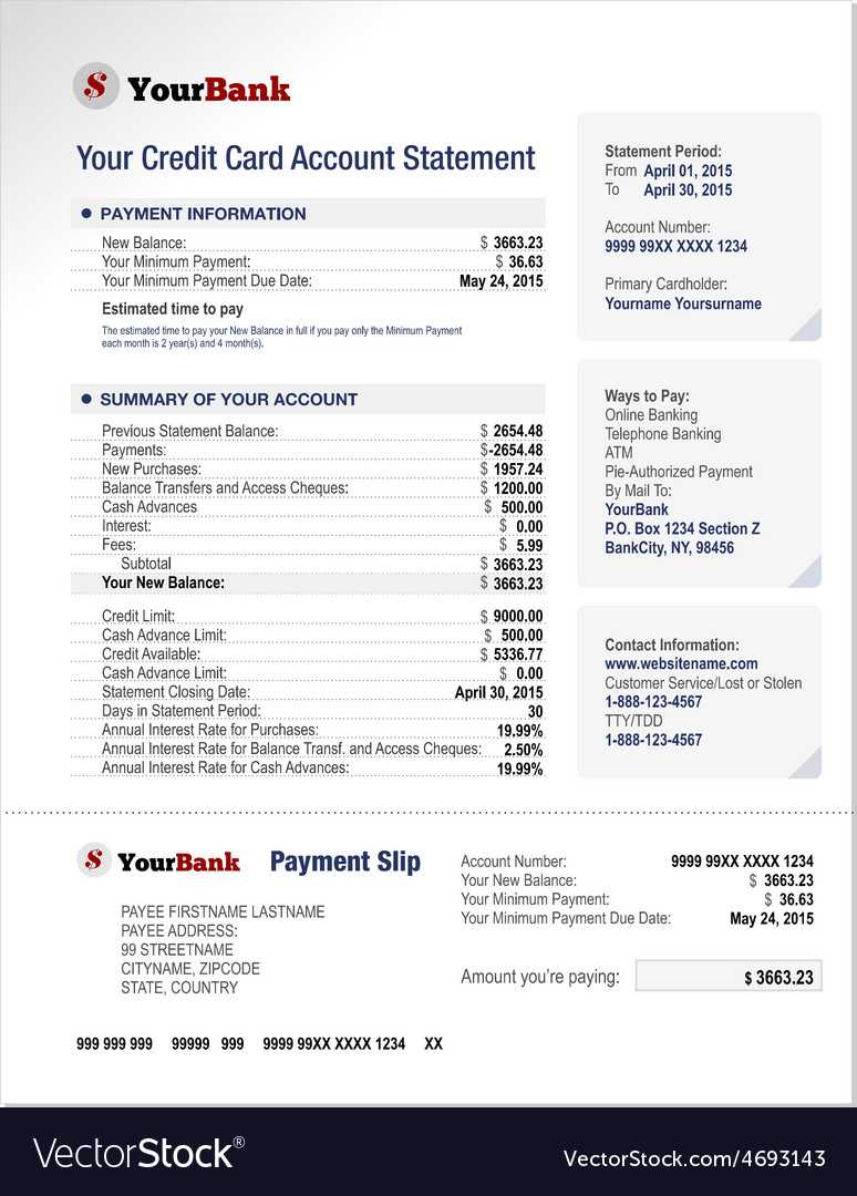 Credit Card Bank Account Statement Template Throughout Rate Card Template Word