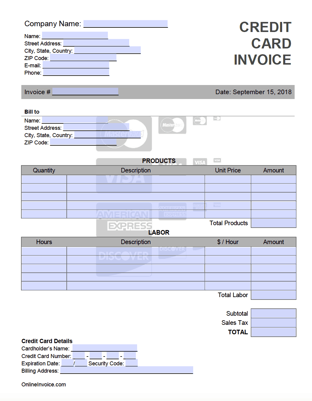 Credit Card Invoice Template - Onlineinvoice Inside Credit Card Receipt Template