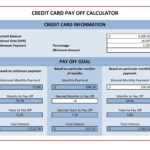 Credit Card Payment Calculator For Microsoft Excel | Excel Inside Credit Card Payment Plan Template