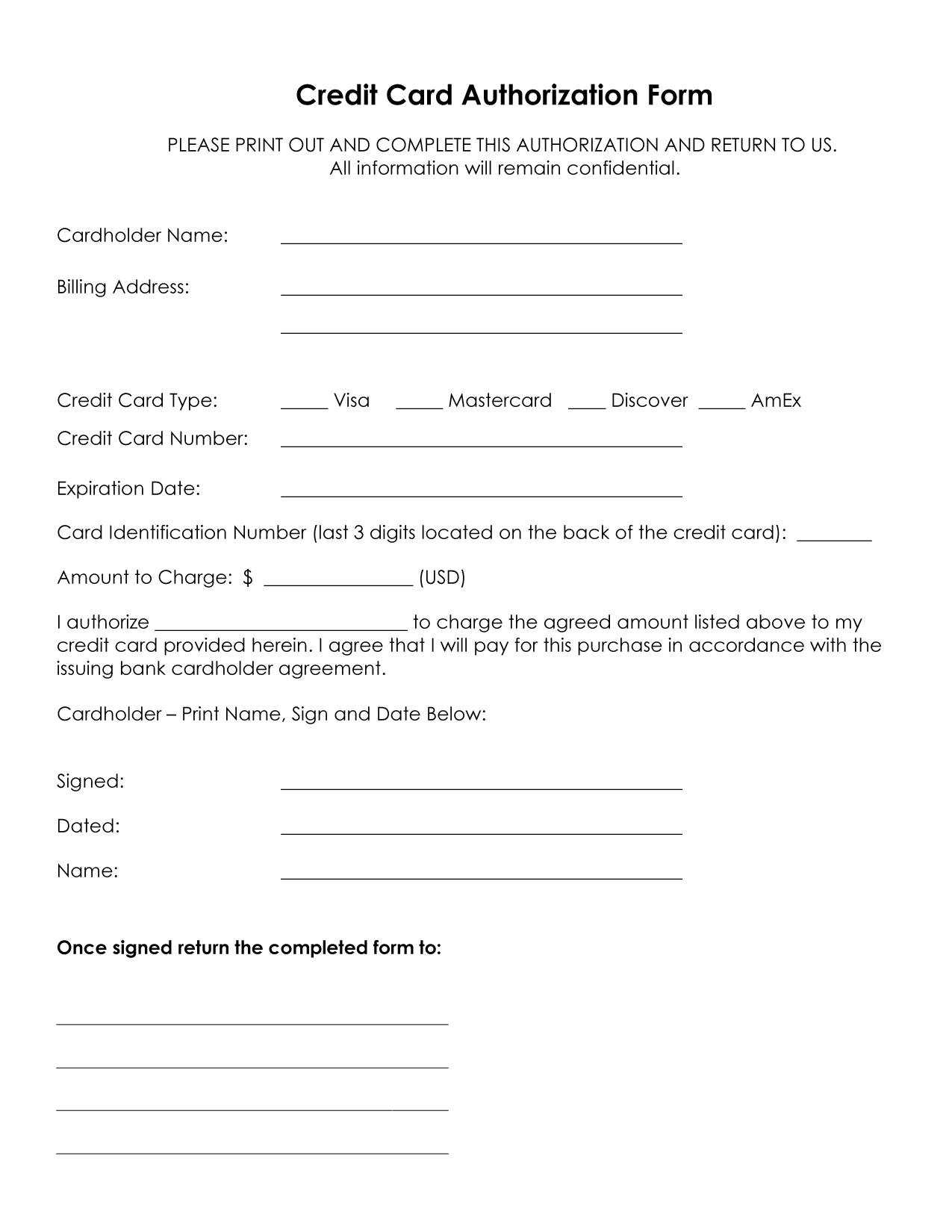Credit Card Payment Form Word – Oflu.bntl Pertaining To Hotel Credit Card Authorization Form Template