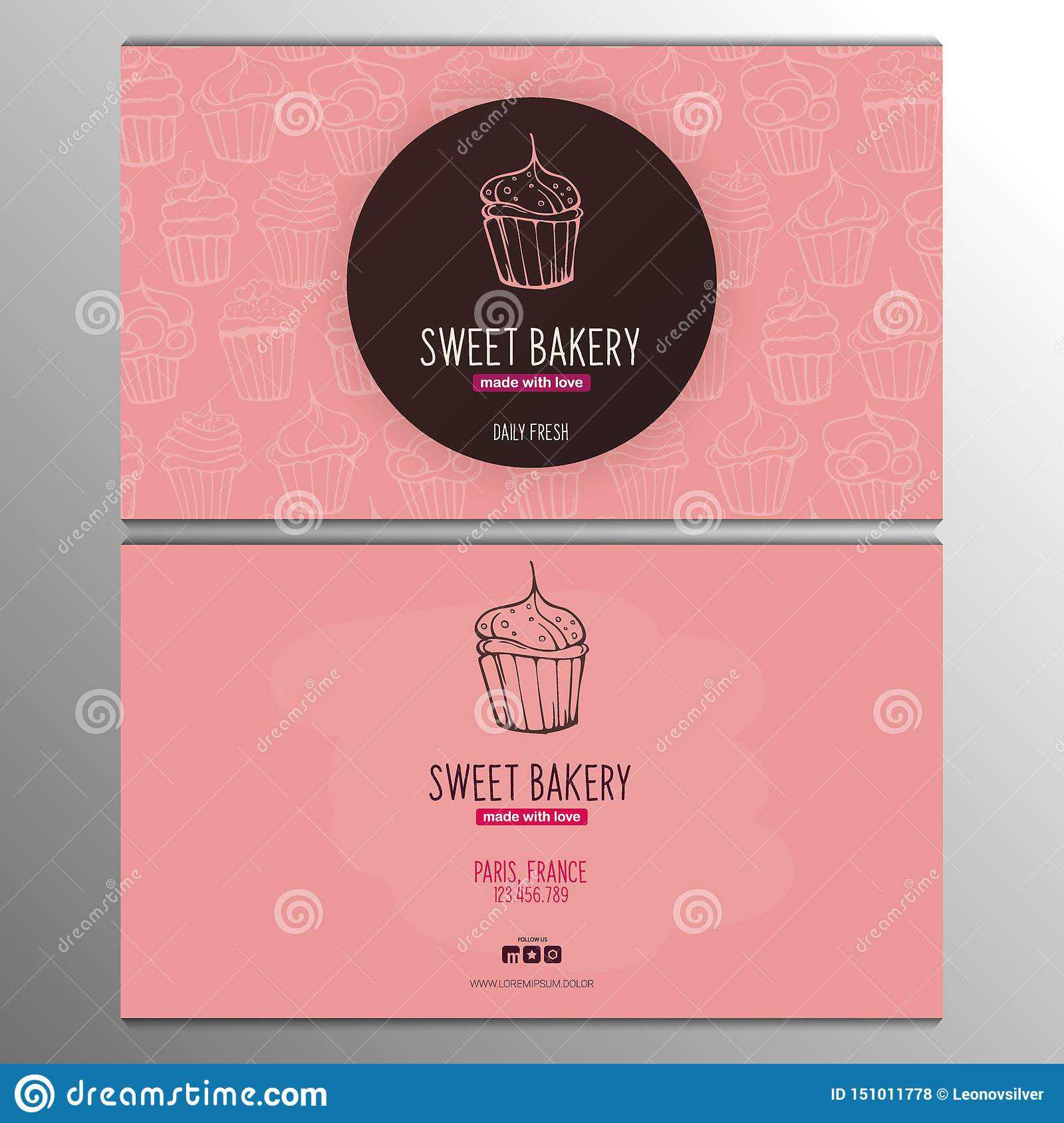 Cupcake Or Cake Business Card Template For Bakery Or Pastry With Cake Business Cards Templates Free