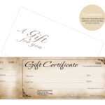 Custom Gift Certificates Cards With Envelopes 100 Set – Rustic With Custom Gift Certificate Template