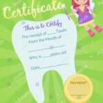 Cute Tooth Fairy Receipt Certificate Template Stock Vector In Free Tooth Fairy Certificate Template