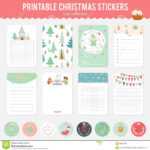Cute Vector Christmas Cards And Stickers Stock Vector For Christmas Note Card Templates