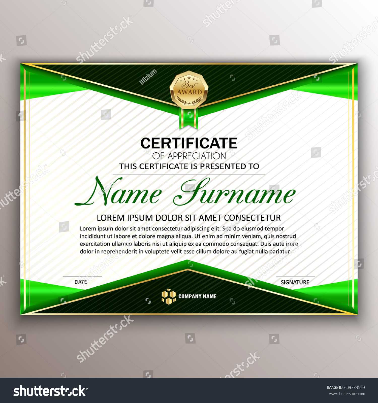 Стоковая Векторная Графика «Beautiful Certificate Template Inside Professional Award Certificate Template