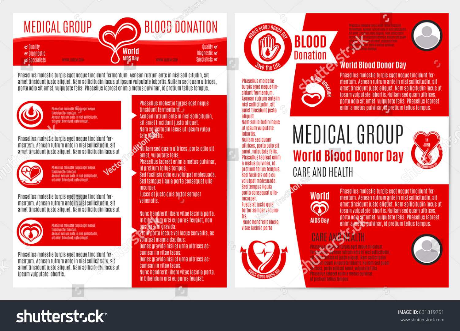 Стоковая Векторная Графика «Blood Donation Medical Brochure With Hiv Aids Brochure Templates