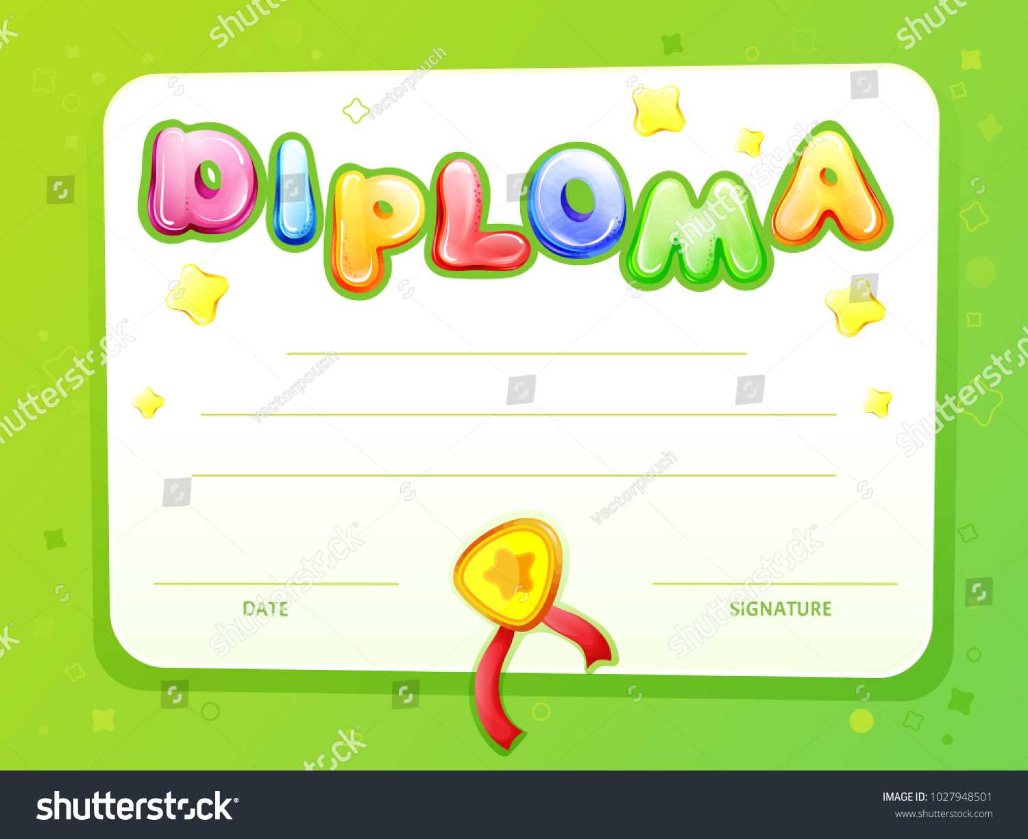 Стоковая Векторная Графика «Cartoon Kids Certificate Diploma Within Certificate Of Achievement Template For Kids