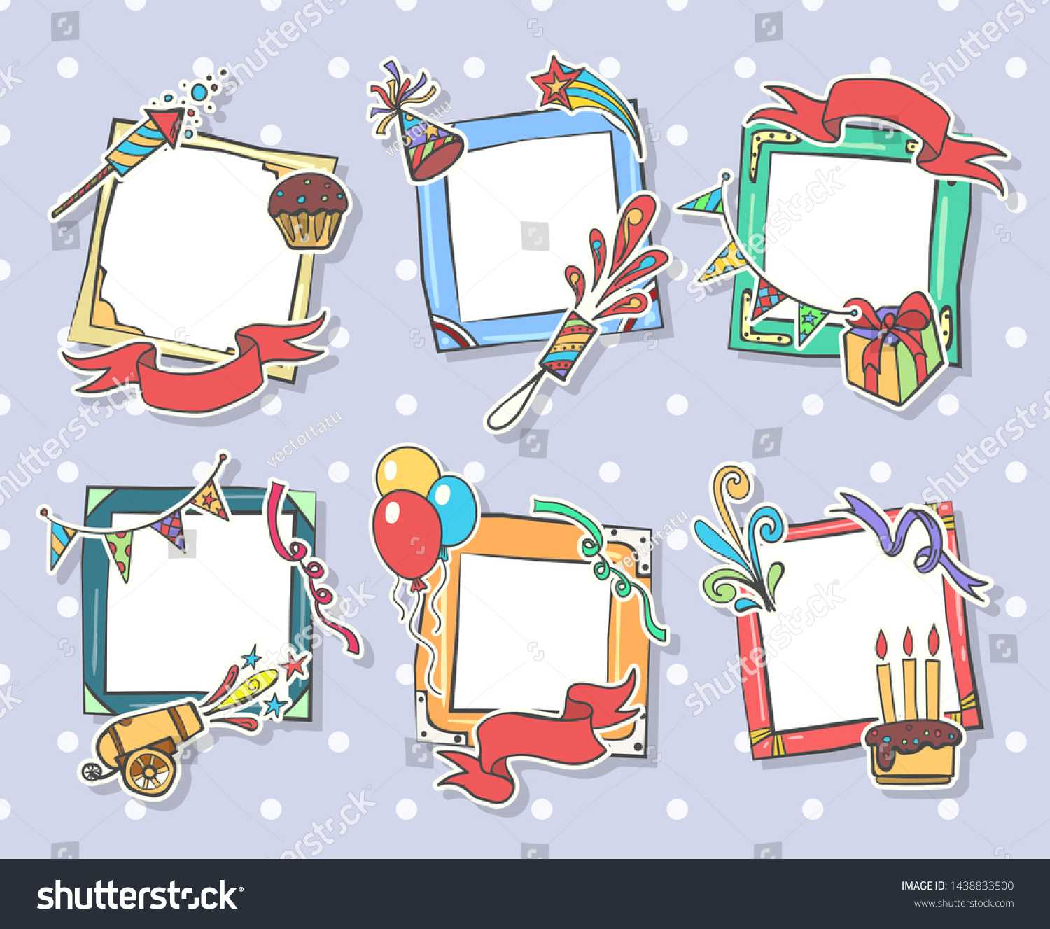Стоковая Векторная Графика «Creative Birthday Frames Kids Throughout Birthday Card Collage Template