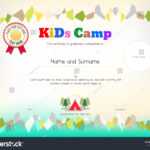 Стоковая Векторная Графика «Kids Summer Camp Diploma Within Summer Camp Certificate Template