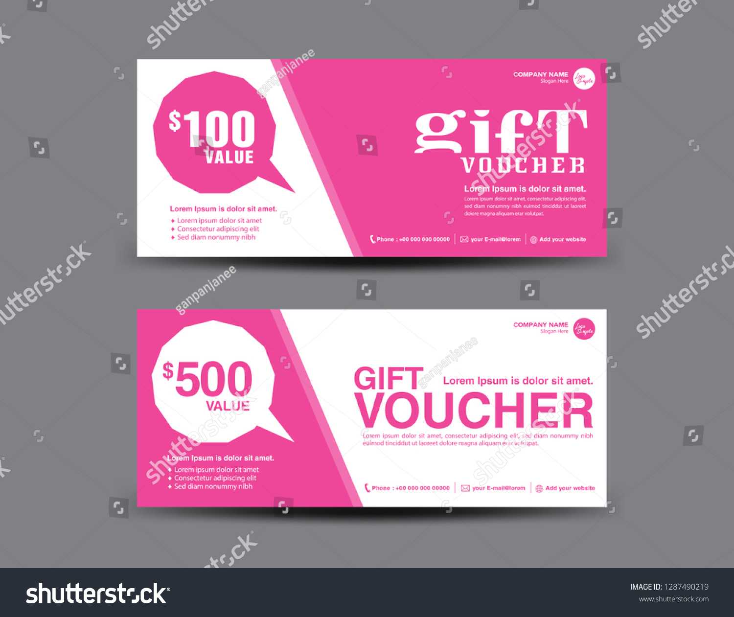 Стоковая Векторная Графика «Pink Gift Voucher Template With Regard To Pink Gift Certificate Template