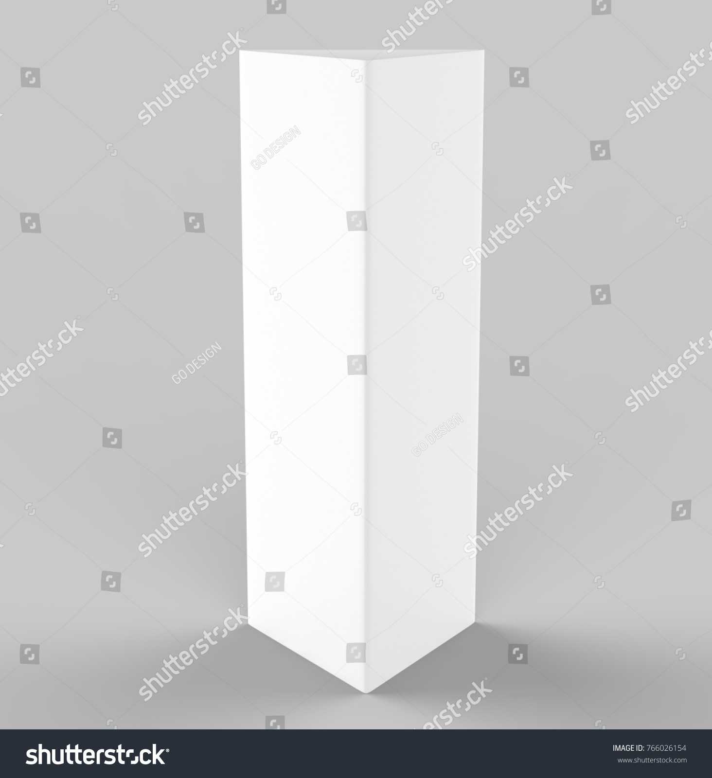 Стоковая Иллюстрация «White Blank Empty Paper Trifold Table With Tri Fold Tent Card Template