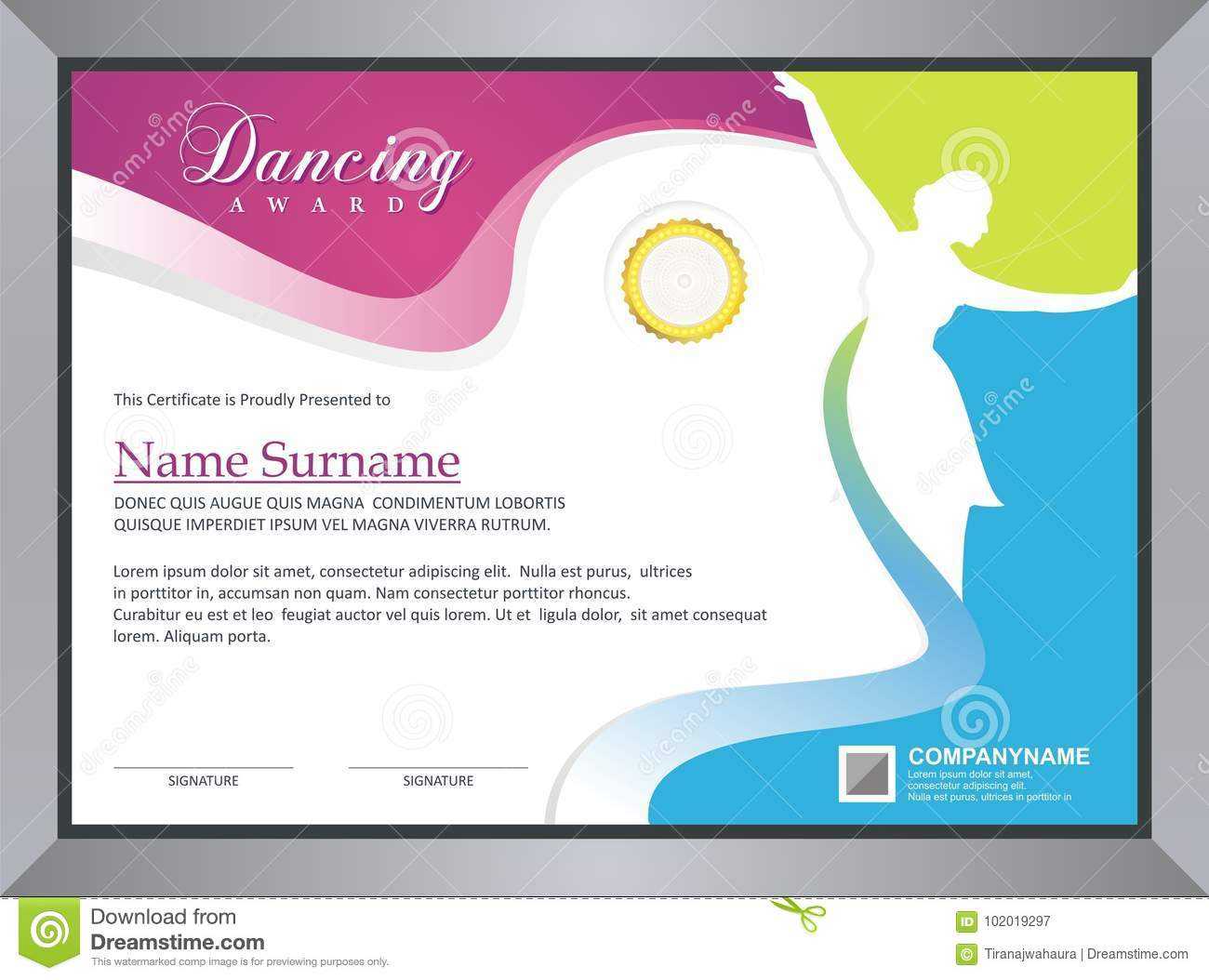 Dancing Certificate Stock Vector. Illustration Of Dancing Within Dance Certificate Template