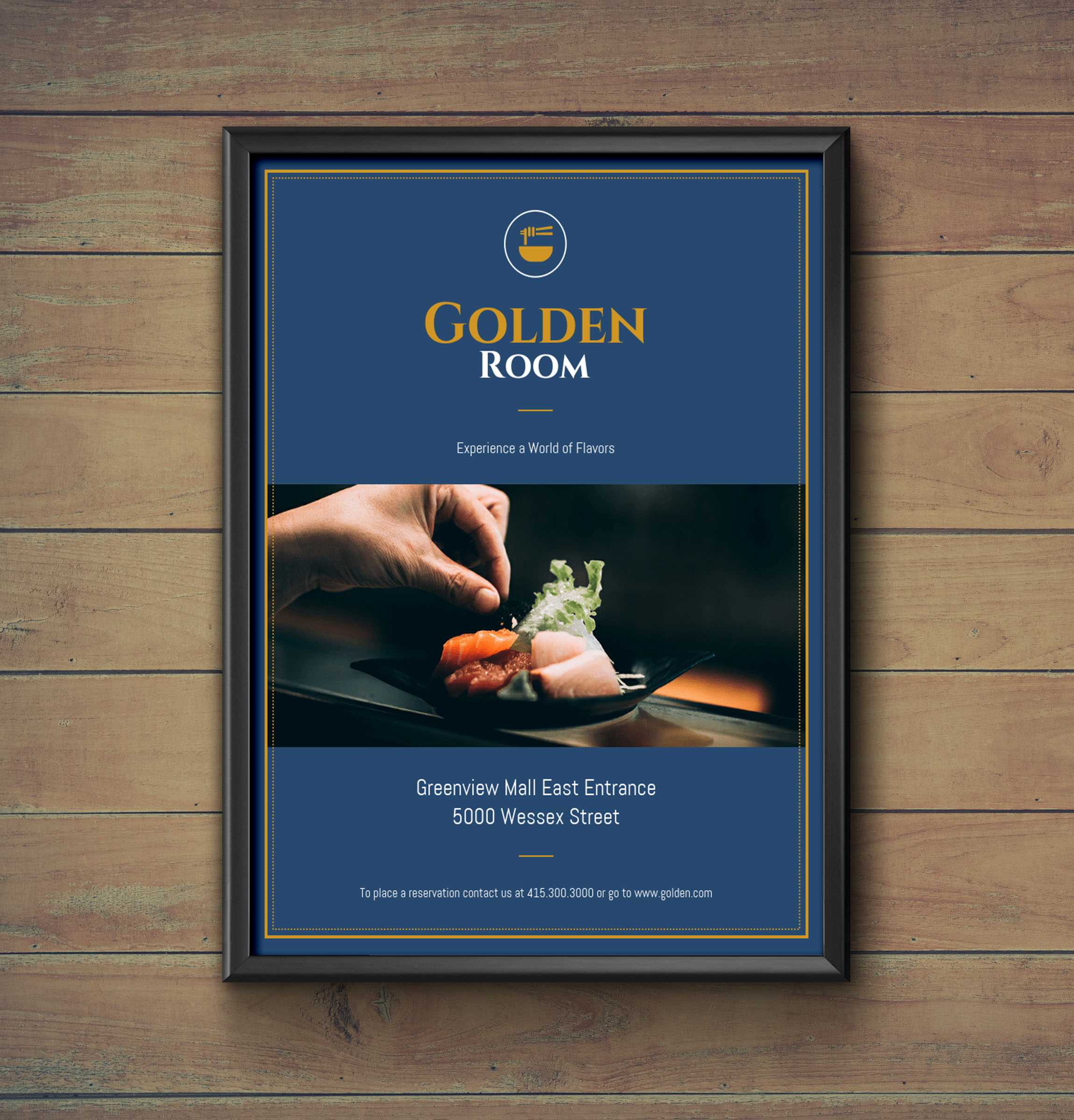 Dark Blue & Gold Fancy Restaurant Flyer Idea – Venngage With Regard To Fancy Brochure Templates