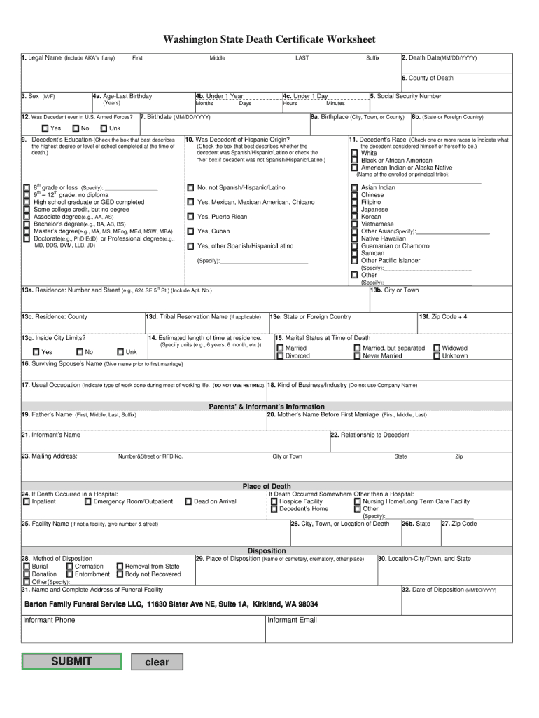 Death Deed Form In Washington State – Fill Online, Printable With Regard To Baby Death Certificate Template