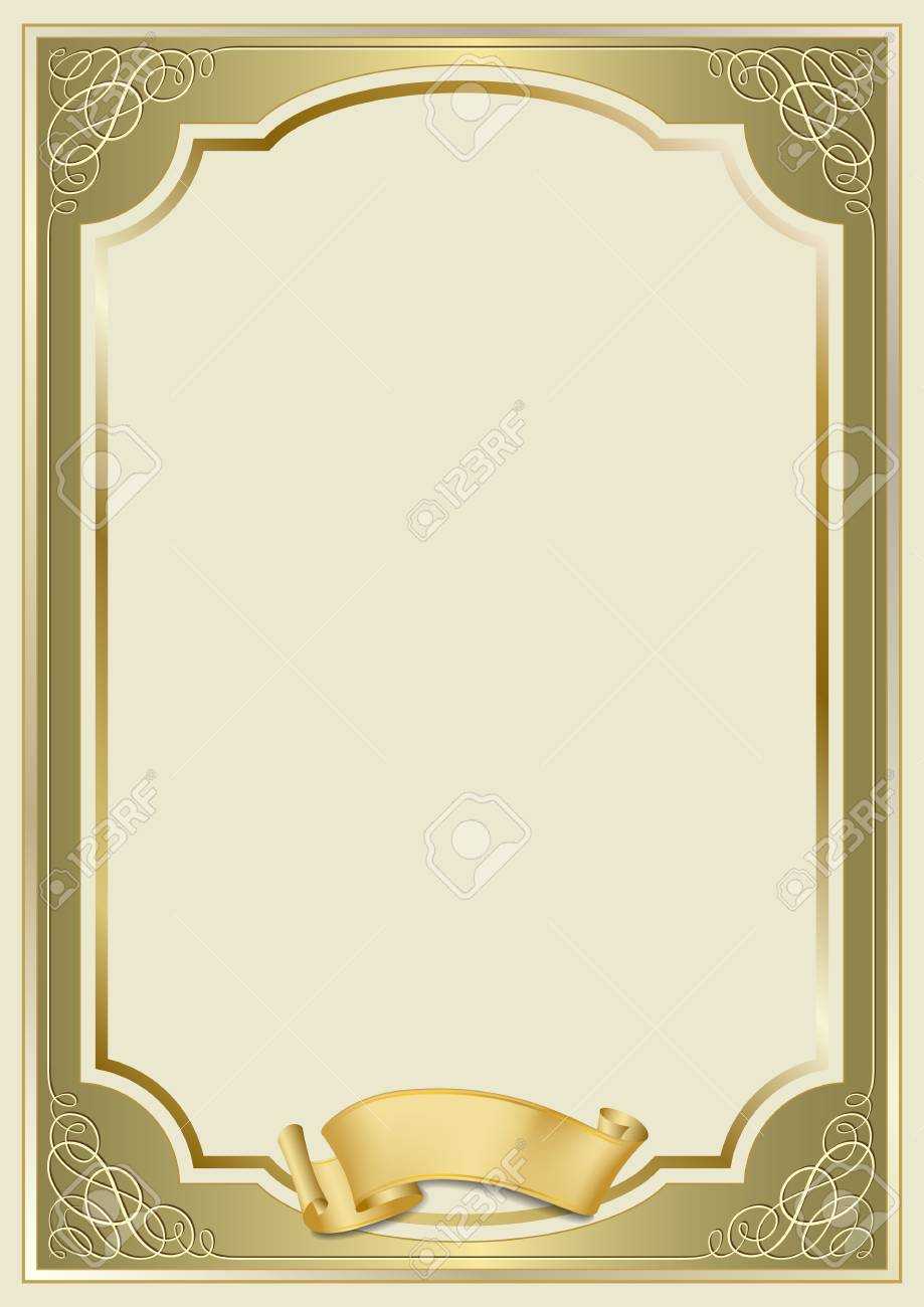 Decorative Rectangular Framework And A Scroll. Template For Diploma,.. With Certificate Scroll Template