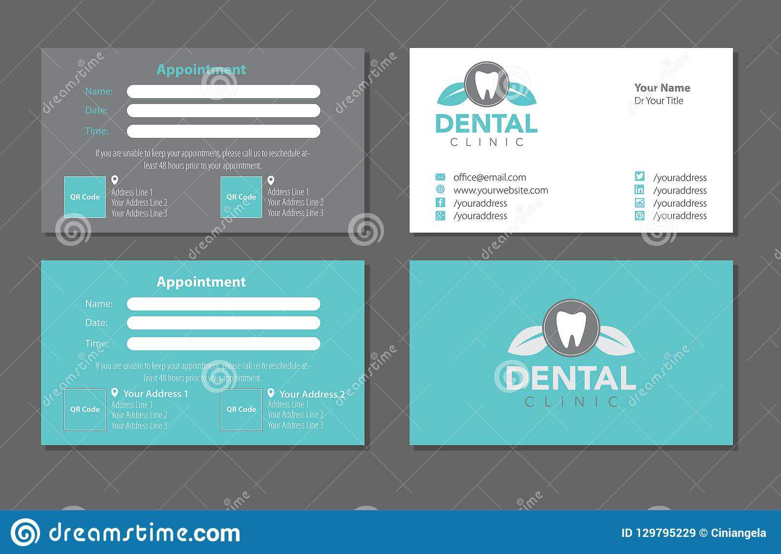 Dentist Business Card Template Set Editorial Stock Image Inside Dentist Appointment Card Template