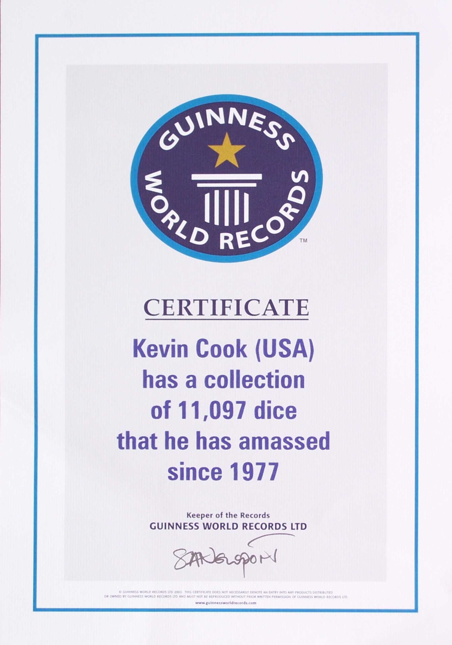 Dicecollector – Guinness Claim Information With Regard To Guinness World Record Certificate Template