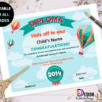 Diploma, Oh The Places You'll Go Inspired Certificate, Kindergarten, Pre K,  1St Grade, Graduation, 2Nd Grade, 3Rd Grade, 4Th Grade,5Th Grade Throughout 5Th Grade Graduation Certificate Template