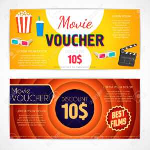 Discount Voucher Movie Template, Cinema Gift Certificate, Coupon.. inside Movie Gift Certificate Template