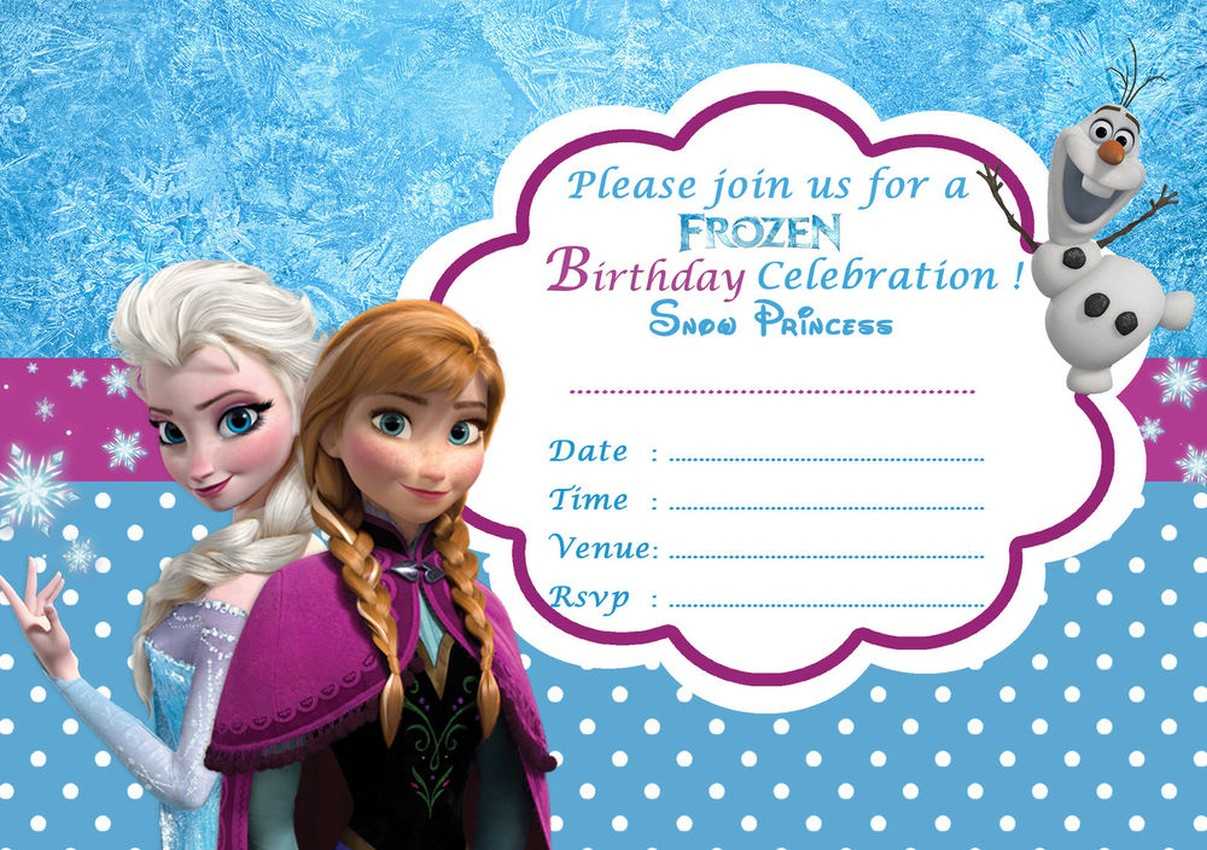 Disney Frozen Birthday Party Invitation Template Throughout Frozen Birthday Card Template