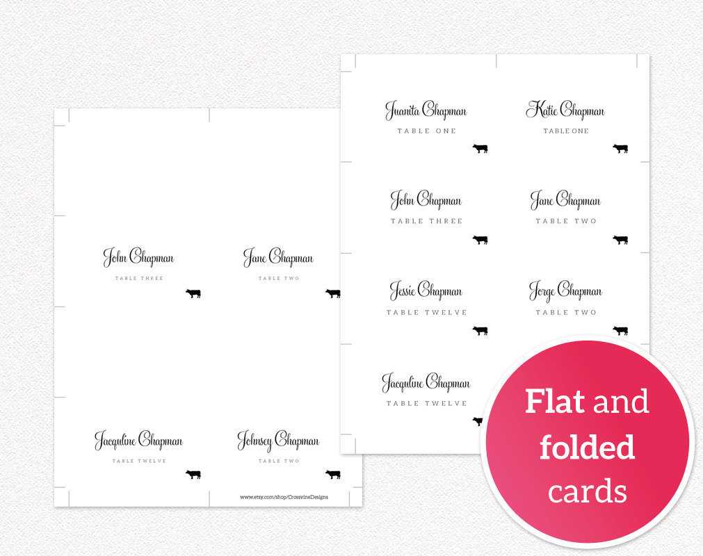 Diy Printable Place Cards · Wedding Templates And Printables Within Fold Over Place Card Template