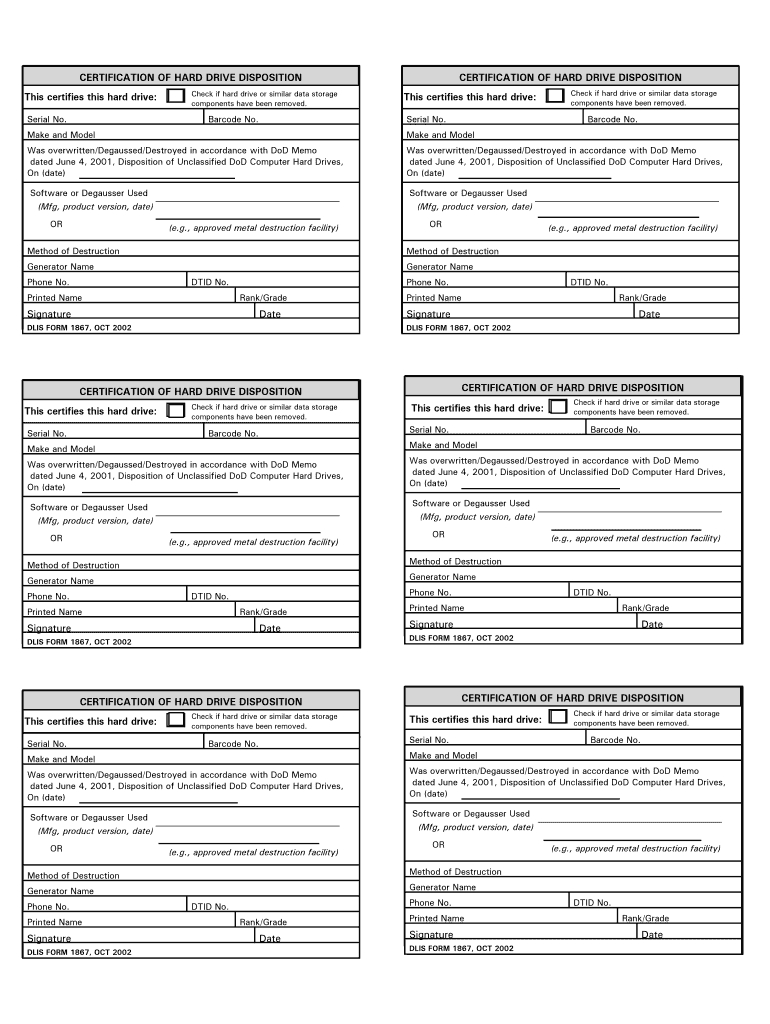 Dla Form 2500 – Fill Online, Printable, Fillable, Blank In Hard Drive Destruction Certificate Template