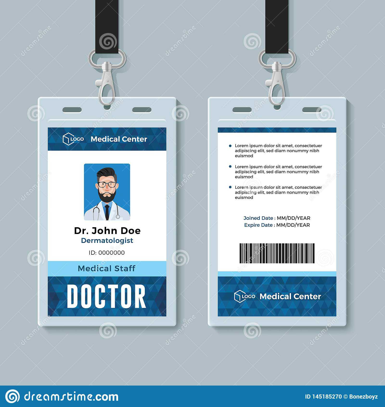 Doctor Id Card. Medical Identity Badge Design Template Stock Intended For Doctor Id Card Template