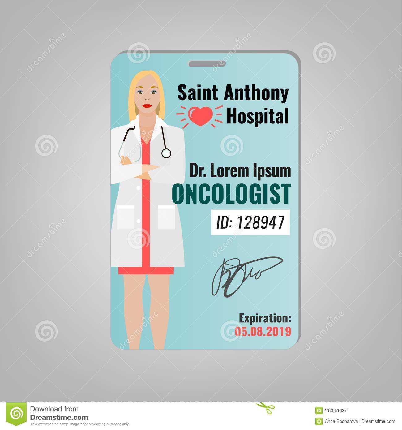 Doctor Id Card Stock Vector. Illustration Of Medicine For Doctor Id Card Template