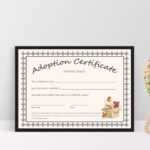 Doll Adoption Certificate Template For Blank Adoption Certificate Template