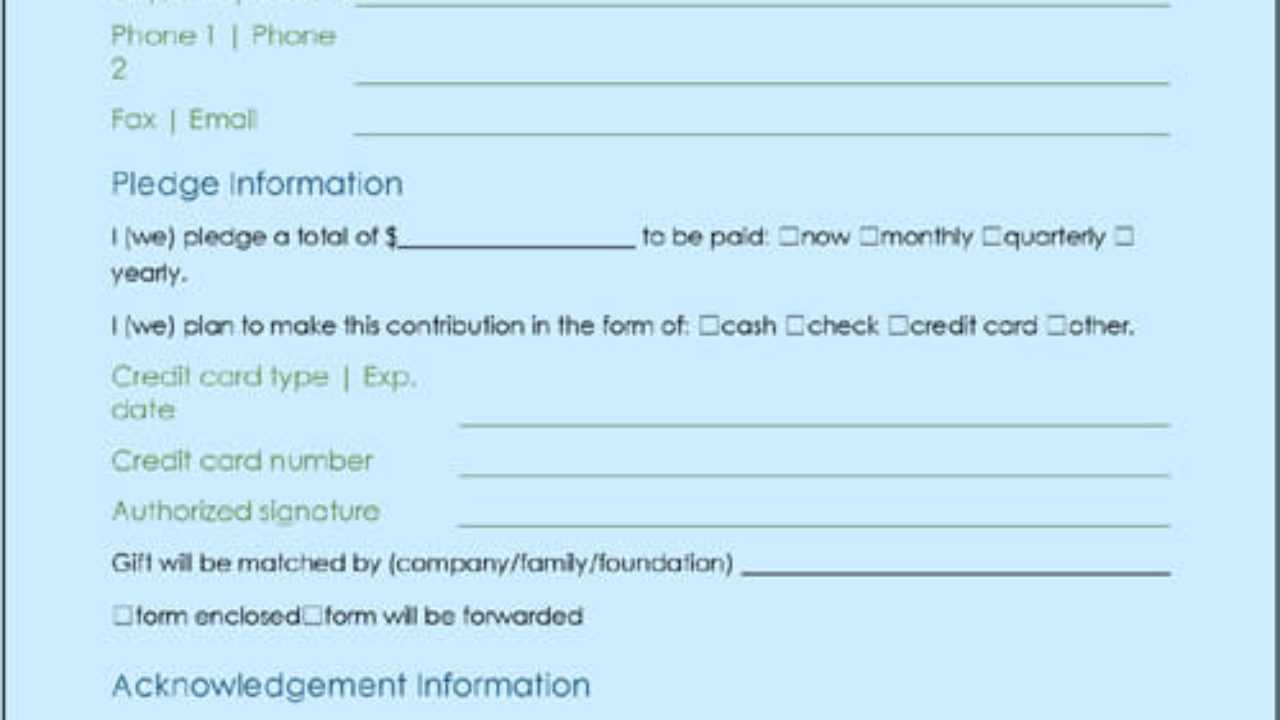 Donation Form Template | Excel & Word Templates Regarding Donation Cards Template