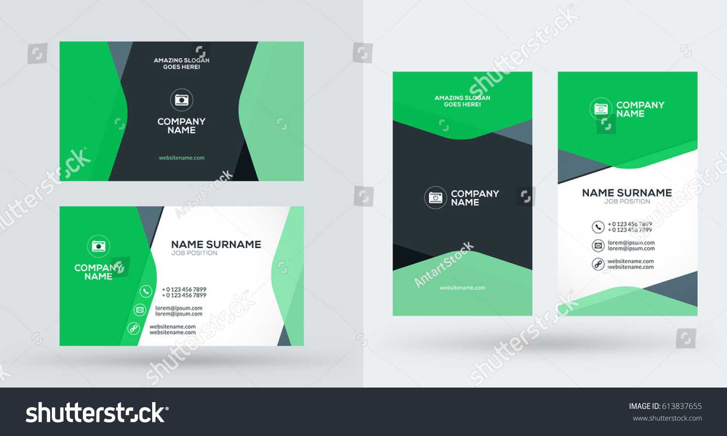 Doublesided Creative Business Card Template Portrait Stock Within Portrait Id Card Template