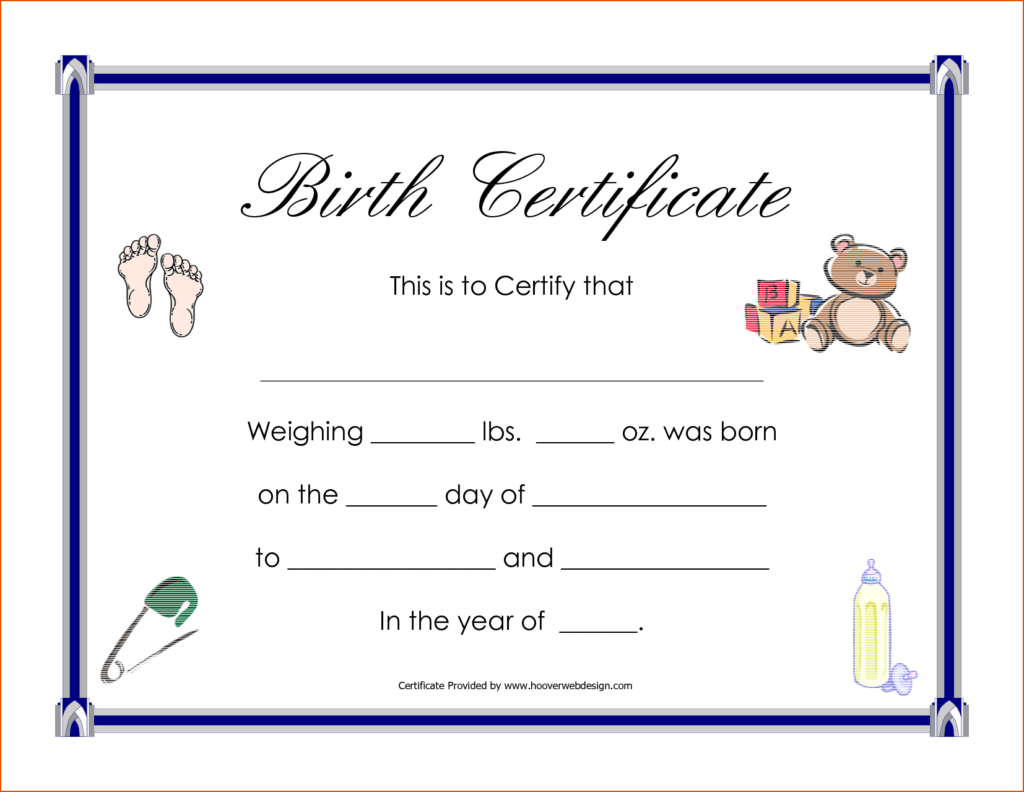 Girl Birth Certificate Template