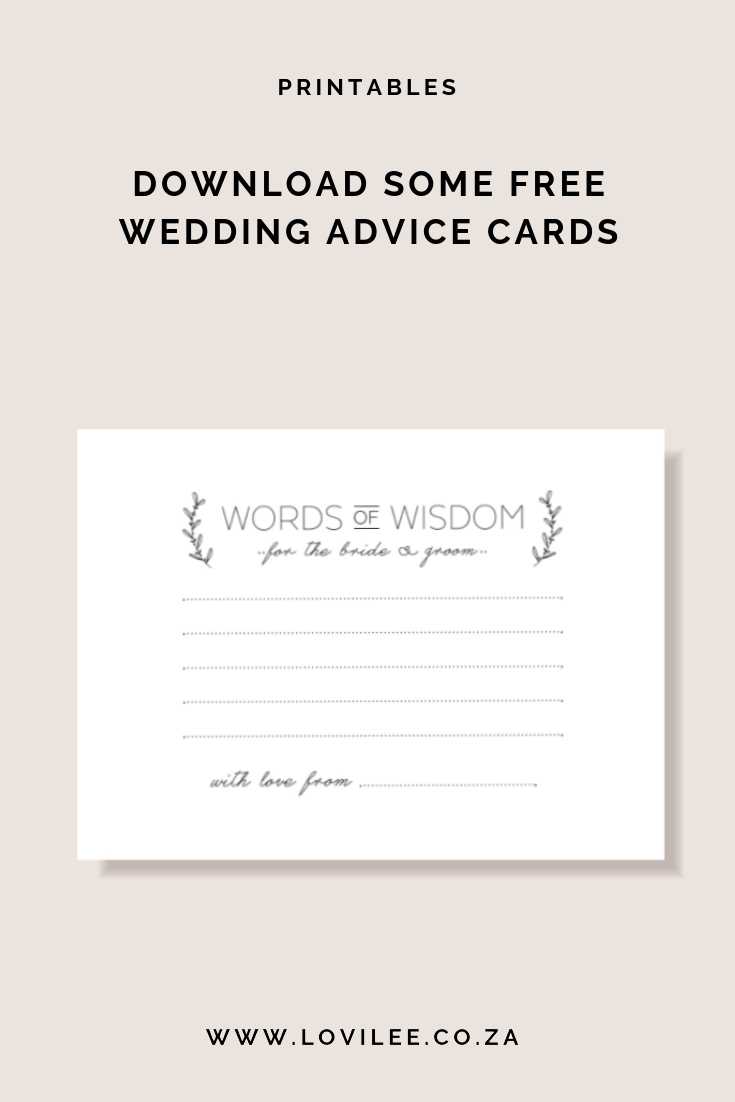 Download Your Free Wedding Advice Cards Printable | Lovilee Regarding Marriage Advice Cards Templates