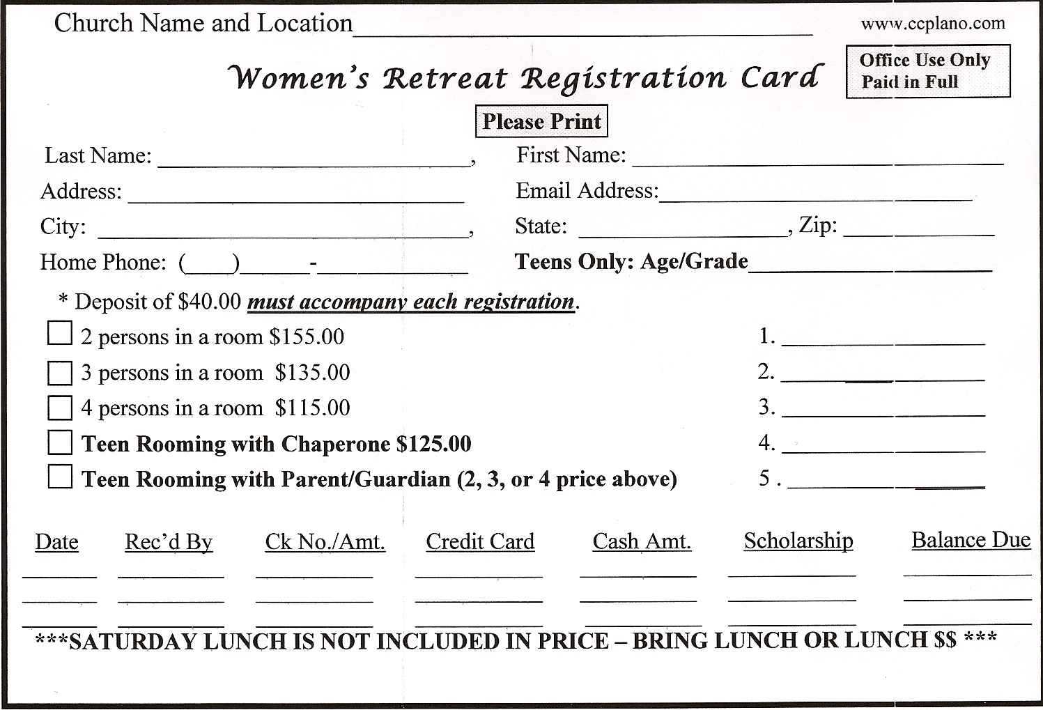 Downloadable Forms – Retreat In A Bag Throughout Church Visitor Card Template Word