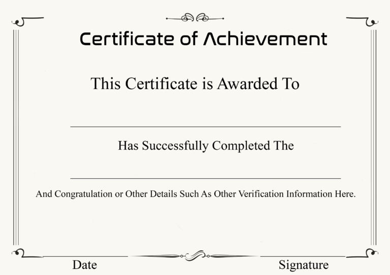 Certificate Of Achievement Army Template