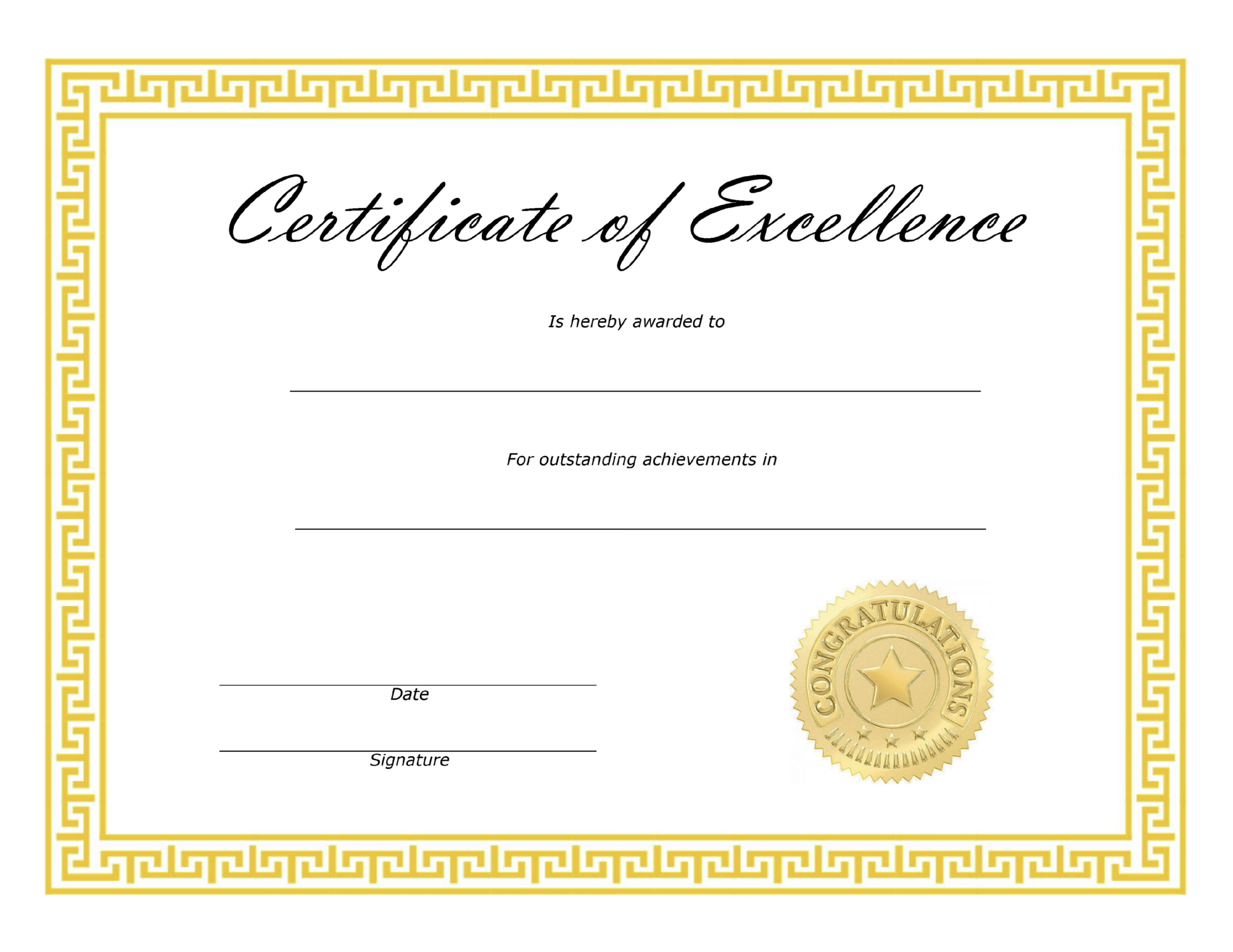 ❤️ Free Sample Certificate Of Excellence Templates❤️ Pertaining To Award Of Excellence Certificate Template