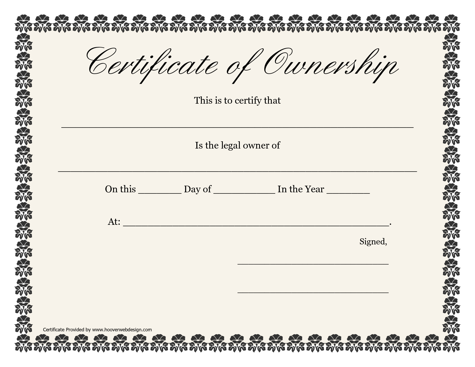 ❤️5+ Free Sample Of Certificate Of Ownership Form Template❤️ Within Ownership Certificate Template