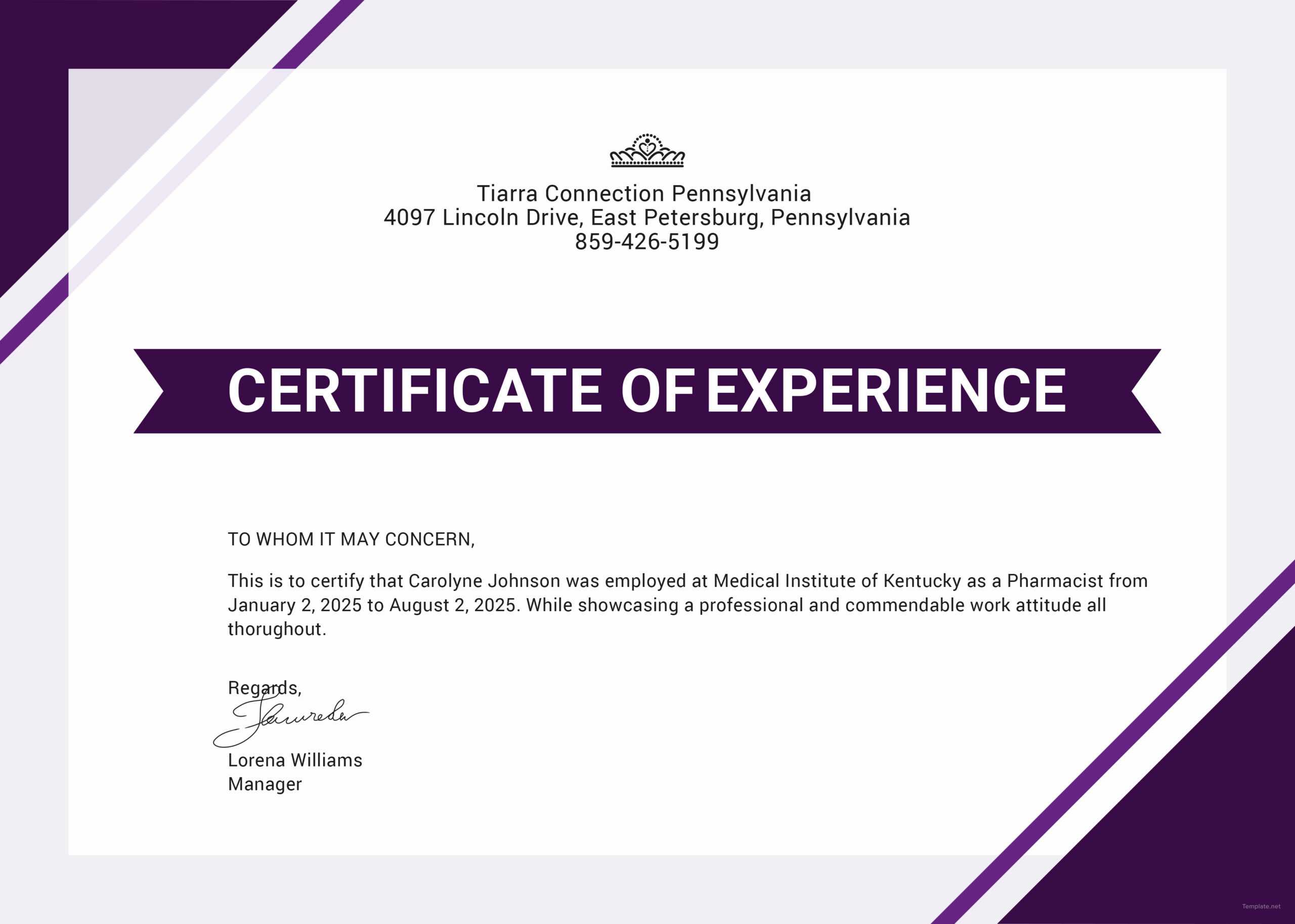 ❤️free Printable Certificate Of Experience Sample Template❤️ In Good Job Certificate Template