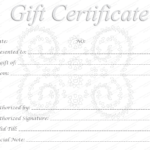 Editable And Printable Silver Swirls Gift Certificate Template For Anniversary Certificate Template Free