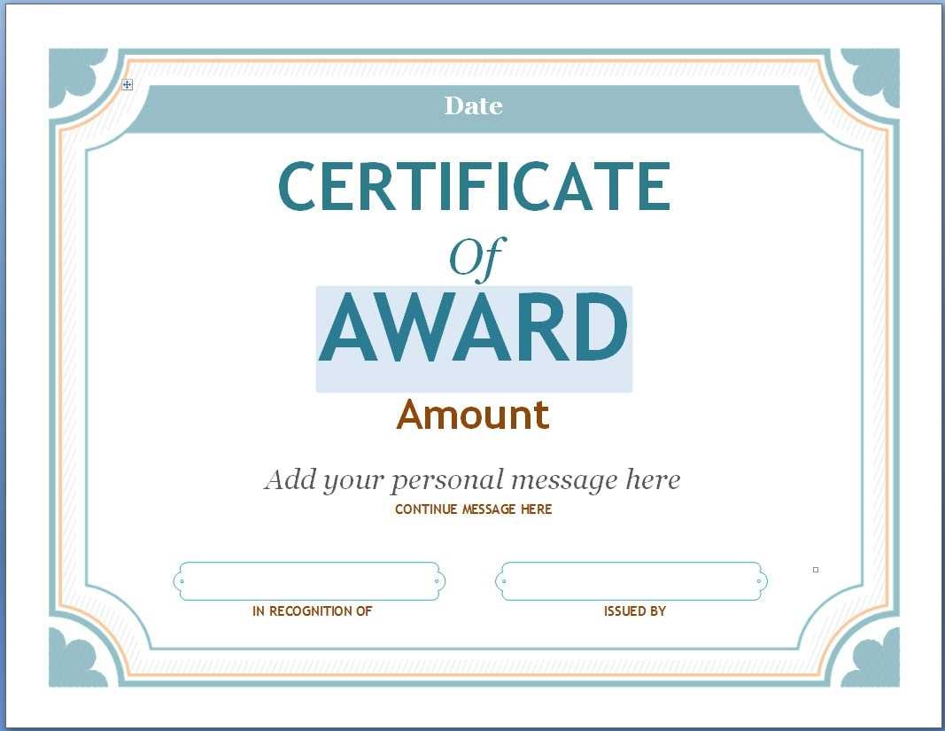 Editable Award Certificate Template In Word #1476 Throughout Regarding Certificate Of Recognition Word Template