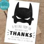 Editable Batman Birthday Thank You Card Instant Download For Superhero Birthday Card Template