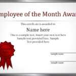 Effective Employee Award Certificate Template With Red Color In Employee Of The Year Certificate Template Free