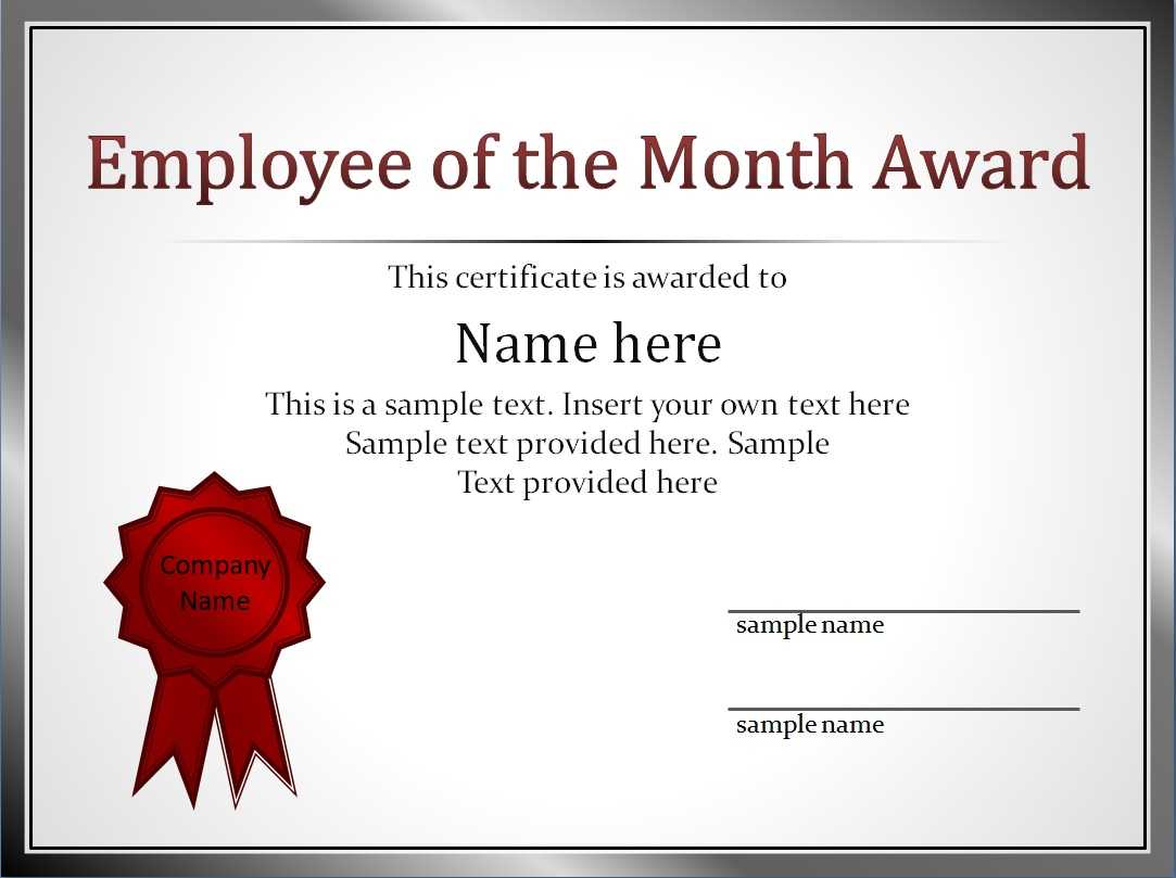 Effective Employee Award Certificate Template With Red Color In Employee Of The Year Certificate Template Free