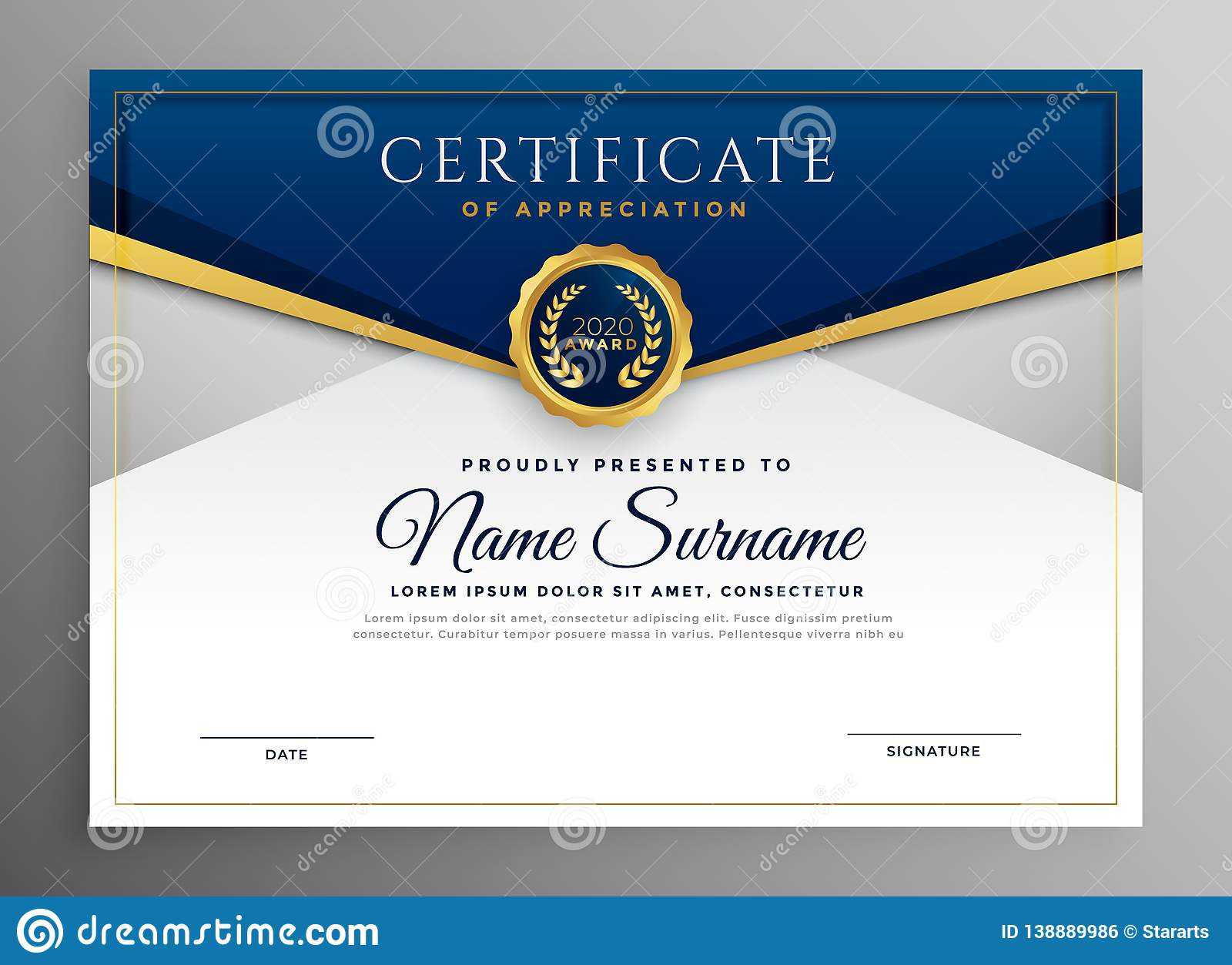Elegant Blue And Gold Diploma Certificate Template Stock Within Elegant Certificate Templates Free