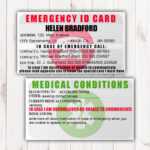 Emergency Identification Card Template, Medical Condition Regarding In Case Of Emergency Card Template